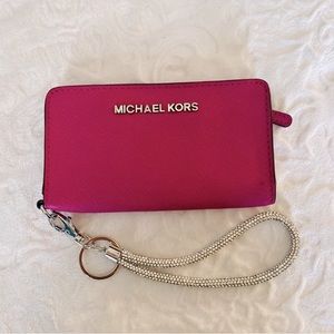 Michael Kors HOT PINK 🩷 Wristlet with Silver Hardware ~ So Hot ~ EUC